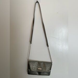 Nine West Metallic Gray Crocodile Crossbody Bag